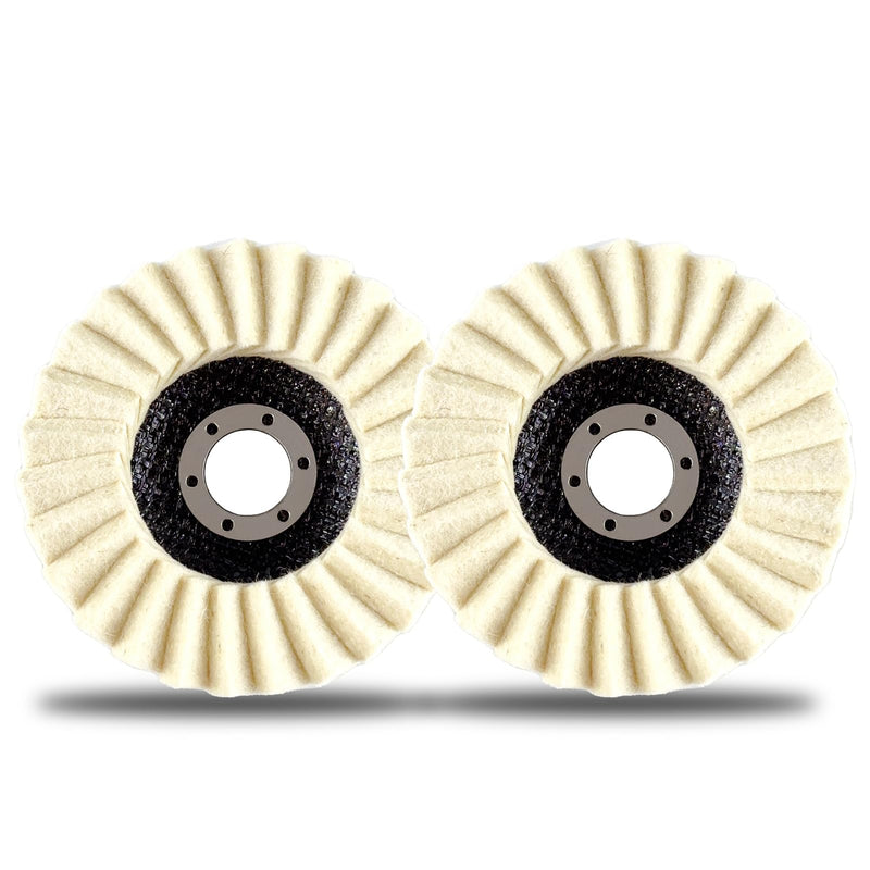 [Australia - AusPower] - Wool Felt Flap Polishing Disc, Wool Felt Flap Discs Polishing Wheel, 4.5 Inch Wool Polishing Wheel for Angle Grinder, Metal, Marble, Stone, Furniture, Car Wax (2) 2 
