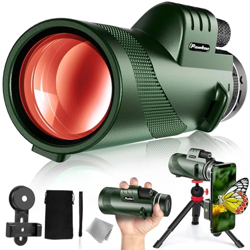 40X60 Monocular Telescope, High Power Monocular for Adults with Phone Adapter & Tripod & Hand Strap, Equipped with BAK4 Prism for Bird Watching Deep Green