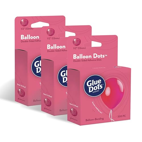Glue Dots double-sided balloon adhesive dots, clear 3-pack with 900 dots for DIY balloon arches and party decorations