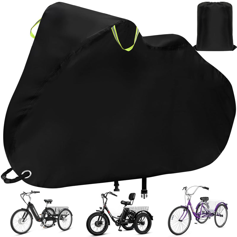 ClawsCover Adult Tricycle Cover Waterproof Outdoor,Trike Cover,Electric Tricycle Bicycle Storage Covers for Adult Bike,Durable Anti-UV 210D Polyester Fabric, with Buckle,Reflective Strip Large-78''L x 34"W x 44''H