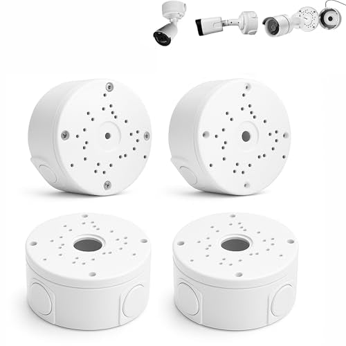 ABS Camera Junction Box Waterproof Pack of 4 for Surveillance Camera | Surveillance camera connection box for indoor and outdoor use, hemispherical for safe and weatherproof camera mounting 4 Stück-White ABS Kunststoff