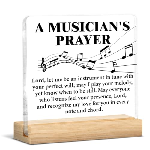Musical Gifts for Men Women, Birthday Graduation Gifts for Music Lover Musicians Music Teacher, Musicians Prayer Clear Acrylic Desk Decorative Sign Home Office Decor Music-B