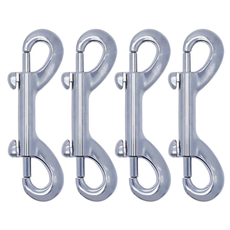 [Australia - AusPower] - Double Ended Eye Bolt Snaps Hook Sliver Trigger Clips Chain Metal Clips 3.5 Inch 4pcs for Dog Leash Key Chain Horse Tack Pet Feed Bucket Garage Use 