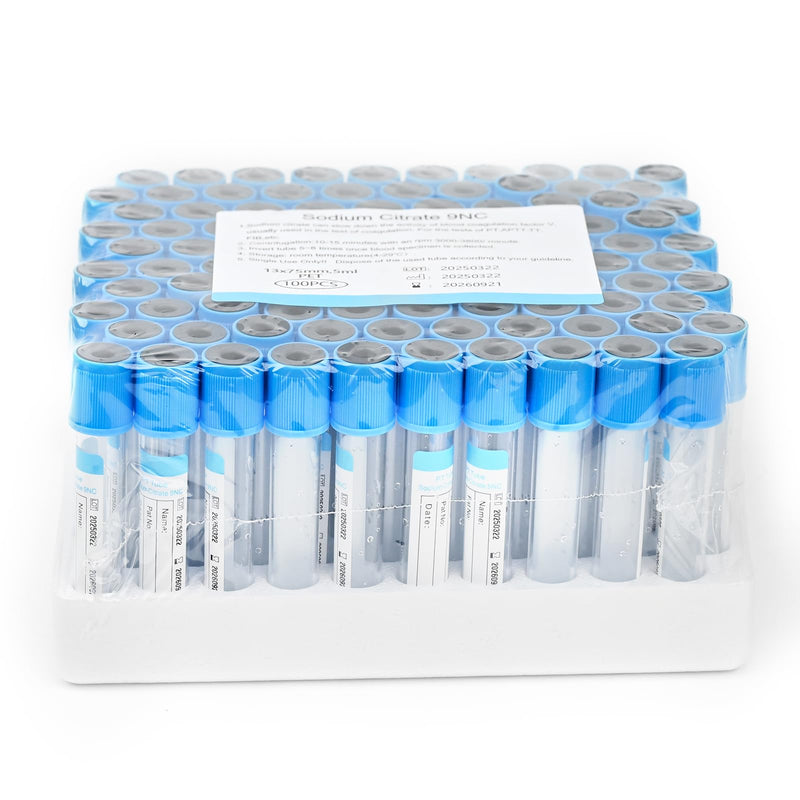 [Australia - AusPower] - Vacutainer Blood Collection Tubes 5ml PT Tube Vacuum Collecting Lab Tube for Lab Test Tubes Pet Animals Veterinary 100 Pcs Wrap Packaging 5 mL 