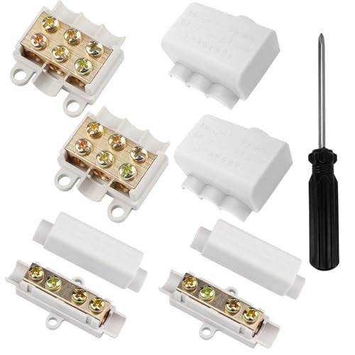 Pack of 4 Brass Conductor Shock Wire Clamp Clamps ABS Housing | Bumper Wire Terminal Block 1000V 100A/80A Suitable for 2.5 to 16mm² Wire for Ceiling Lights Switch Ammetre