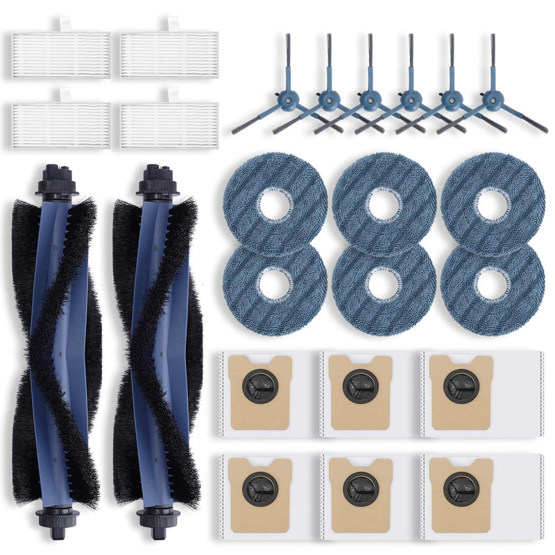 [Australia - AusPower] - Replacement Parts Kit for eufy Omni C20 Robot Vacuum Accessories, 2 Roller Brushes, 4 Filters, 6 Side Brushes, 6 Mop Pads, 6 Dust Bags, 24 Pack 