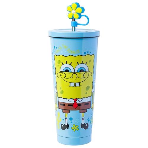 Silver Buffalo Spongebob Squarepants, Stainless Steel Tumbler, 24oz Life is the Bubbles