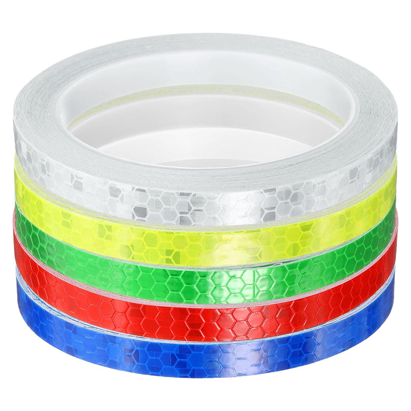 HARFINGTON Reflective Tape 0.4" x26ft Adhesive Night Safety Warning Tapes Outdoor Bicycle Adhesive Reflector Stickers for Vehicles Trailers Trucks Bike Cars Signs, 5 Colors