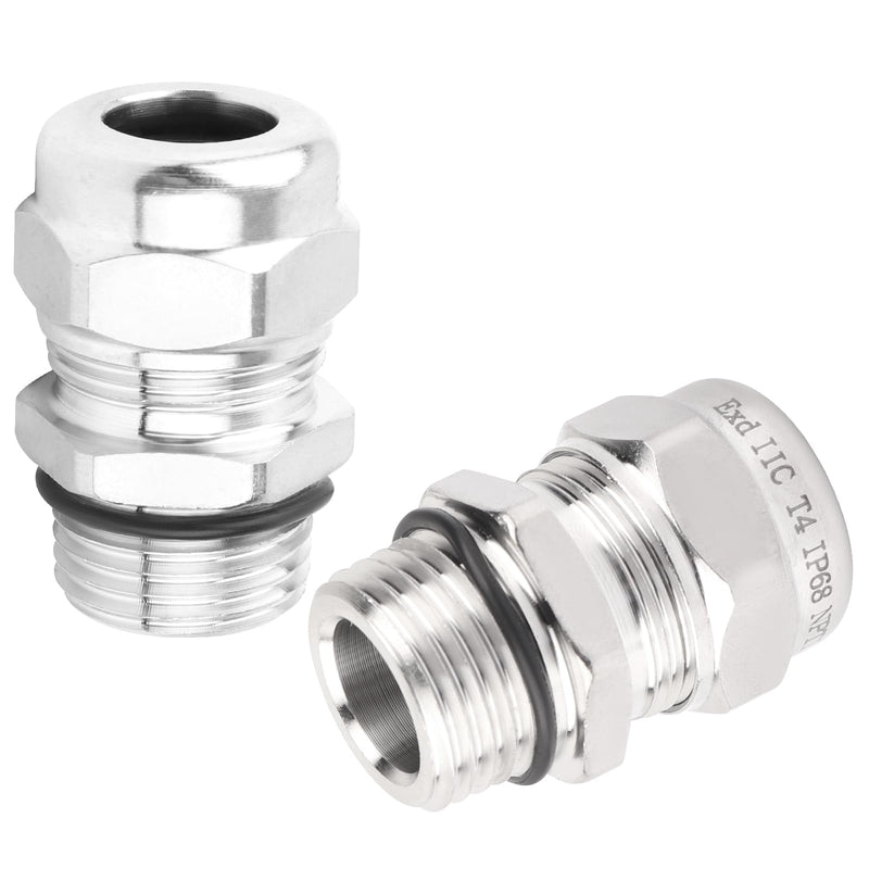 [Australia - AusPower] - 2 Pcs 1/2" NPT Stainless Steel Waterproof Cable Gland, IP68 Waterproof Adjustable Cable Glands, Strain Relief Cord Grip Connectors with Gaskets and Locknut for 6-12mm Cable Diameter 