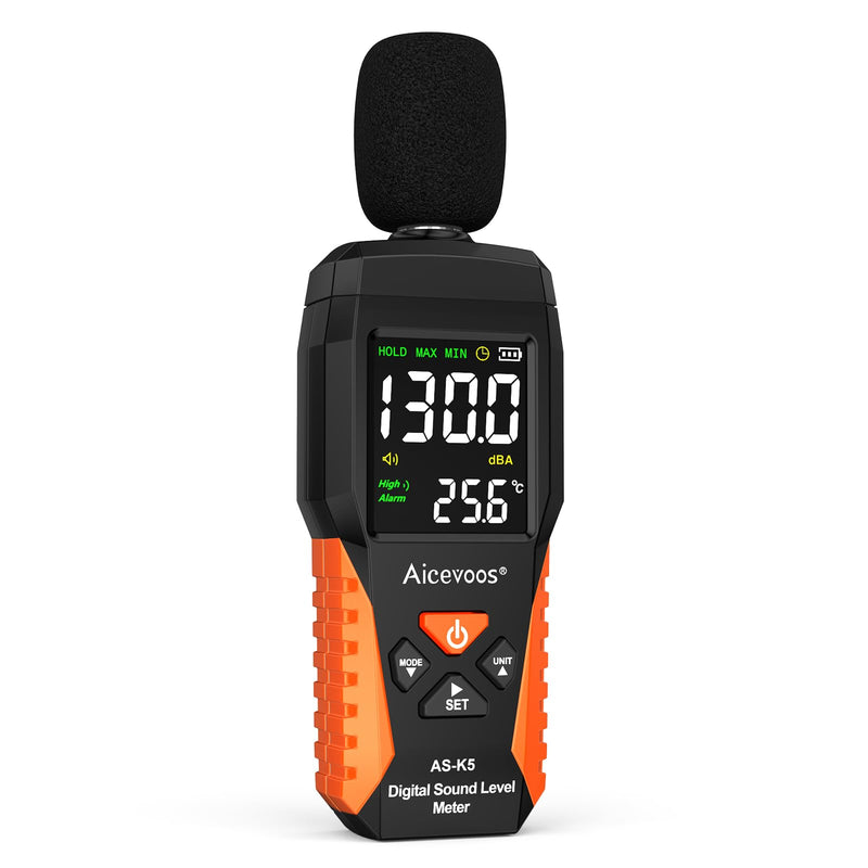 Dezibel Meter dB Meter Sound Level Meter Noise Level Meter 30~130 dB Acoustic and Visual Alarms, A Weighted, MAX/MIN Noise Measurement (18 cm) 18cm