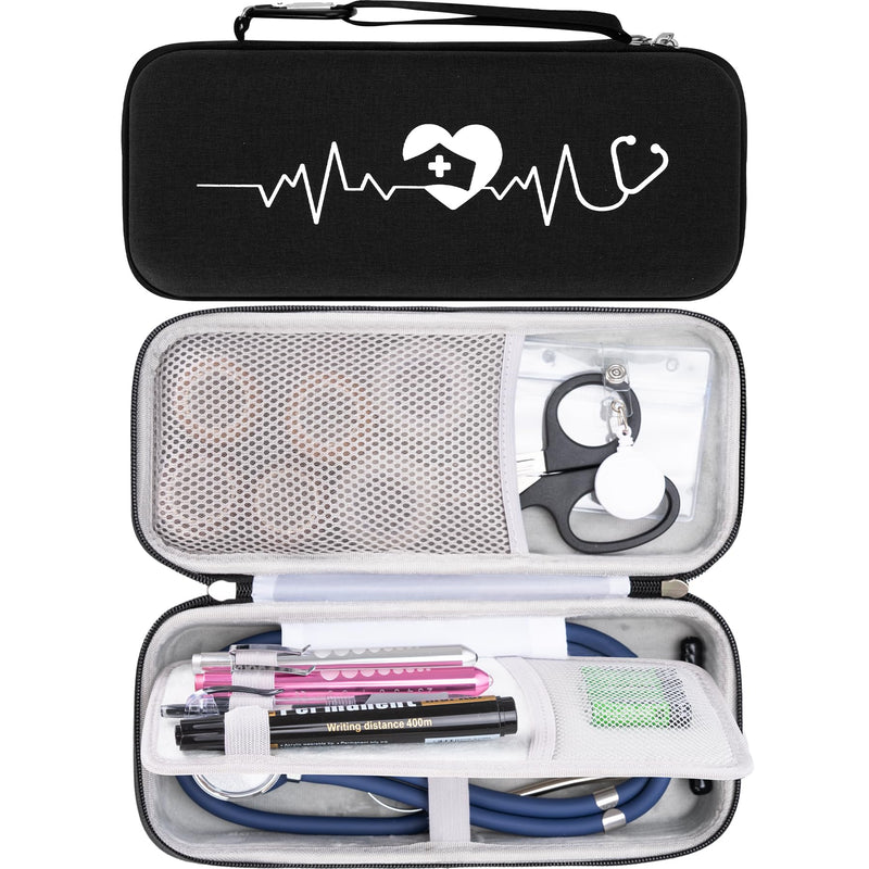 [Australia - AusPower] - SMYV Stethoscope Case for 3M Littmann Classic III, Cardiology IV, Lightweight II S.E, MDF Acoustica Deluxe Stethoscope, Hard Storage Case for Stethoscope Accessories, Nursing School Essentials Black 1 