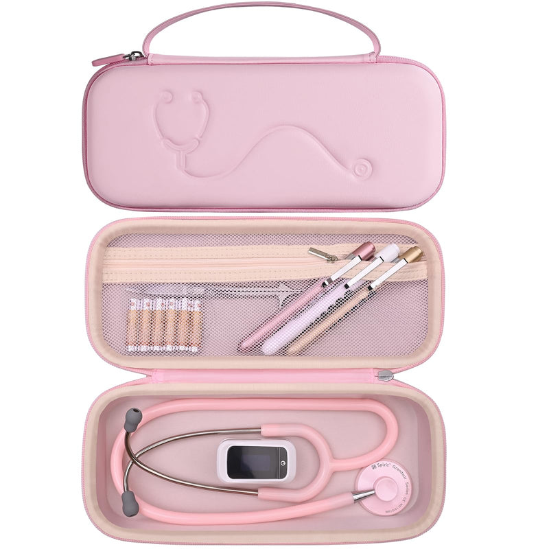 [Australia - AusPower] - Hard Stethoscope Case for 3M Littmann Classic III, Lightweight II S.E, MDF Acoustica Stethoscope, Stethoscopes Carrying Case with Mesh Bag for Nurse Accessories Gauze Penlights Cotton Swabs PINK-YELLOW 