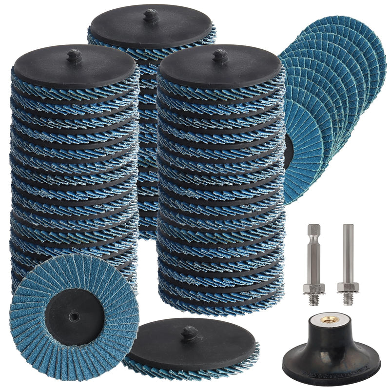60 Pcs Die Grinder Sanding Disc, 2 Inch Flap Disc Set with 1/4 Inch Holder, Flat Flap Discs Sanding Wheel 40 60 80 120Grit for Angle Grinder Rust Removal 60 Pcs