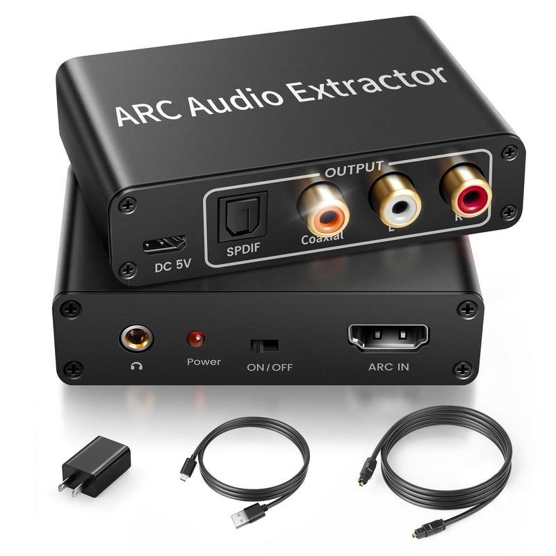 [Australia - AusPower] - HDMI ARC Audio Extractor, 192KHz HDMI ARC Audio Adapter Converter Splitter to Optical TOSLINK SPDIF + RCA L/R+ Coaxial and Analog 3.5mm Stereo for Soundbar HDTV Speaker Amplifier Headphones Black 
