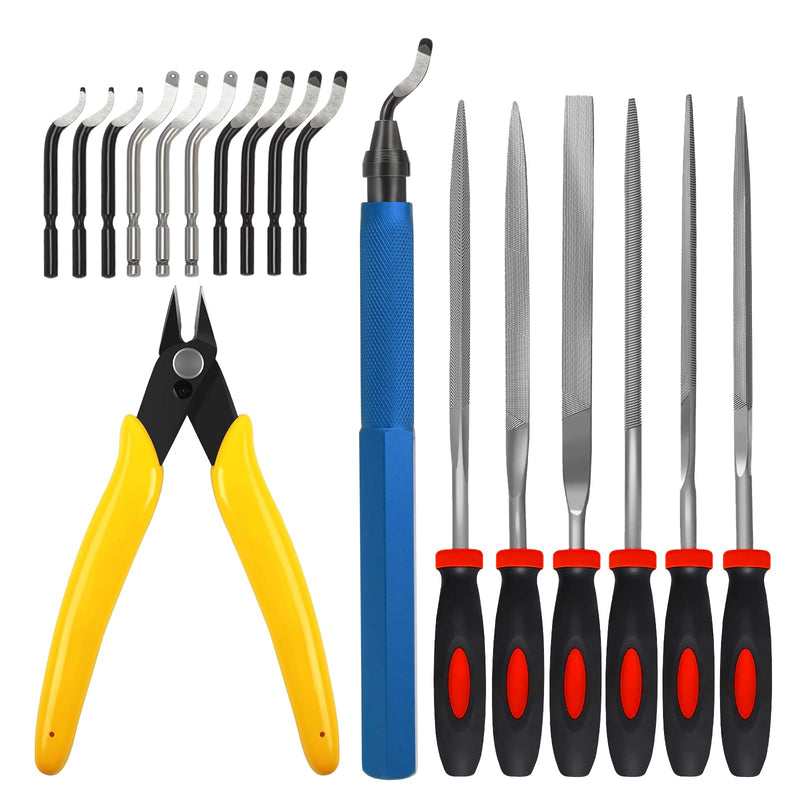 [Australia - AusPower] - Deburring Tool for 3D Printer,18pcs,10pc Multiuse Blades Removing Burr,6Pcs Needle File,Micro Wire Cutter for 3D Print, Plastic Models 18 