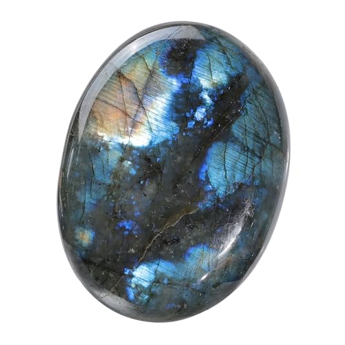 TUMBEELLUWA Polished Labradorite Palm Worry Stone for Stress Relief Blue 200-250 g