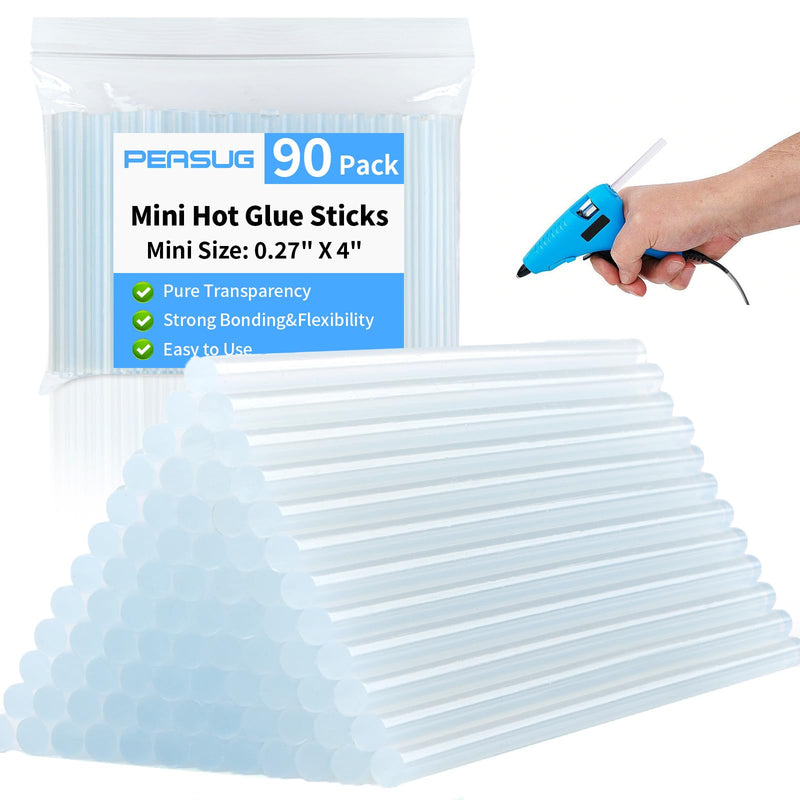 [Australia - AusPower] - Mini Hot Glue Sticks, Clear Glue Gun Sticks for Metal, Wood, Glass DIY Art Craft & School Projects Craft, Bond (90 Pcs 4" X 0.27") 4" X 0.27" 