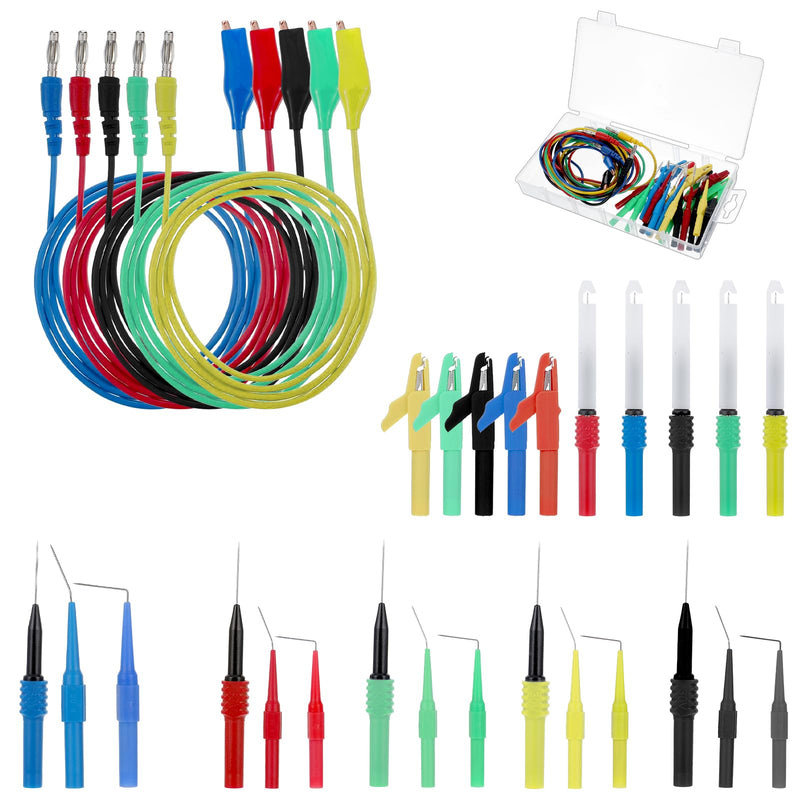 [Australia - AusPower] - 31PCS Back Probe Kit, Banana Plug to Copper Alligator Clip Automotive Test Leads Set, Insulation Wire Piercing Probes, Test Wires for Car Repairing Diagnostic Circuit Testing (30) 