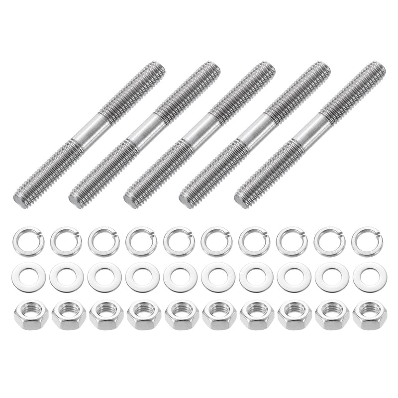 [Australia - AusPower] - uxcell 5pcs Double Ended Stud Screws, M8x70mm 304 Stainless Steel Dual Threaded Rod Bolts with Nuts and Flat & Lock Washers Double End Threaded Stud Screw Bolt for House Maintenance 5 