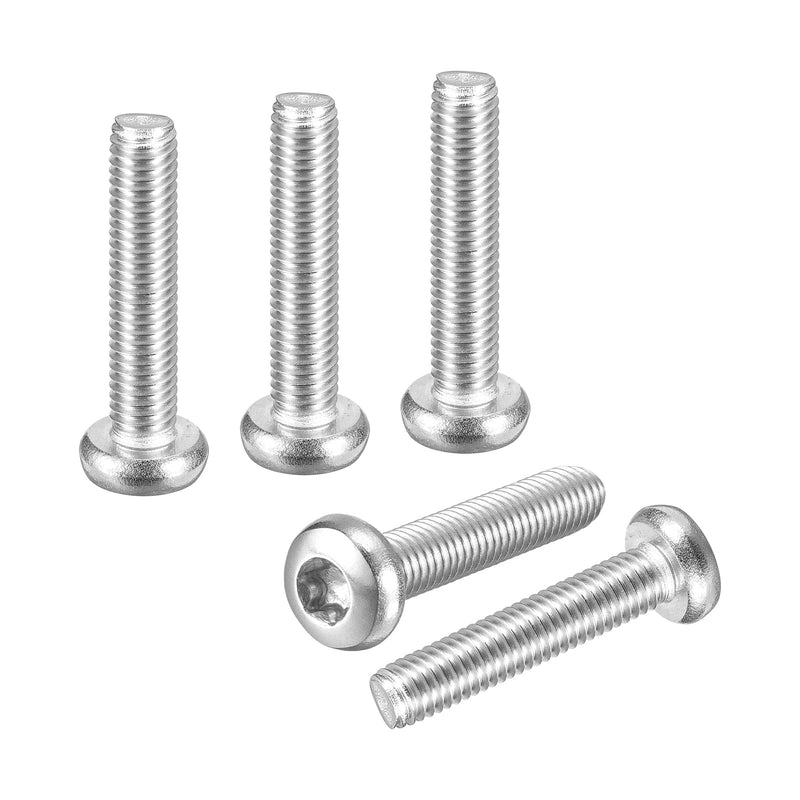DTGN M5x25mm Pan Head Torx Security Screw - 100Pack - Good for Machinery - 304 Stainless Steel Button Head Torx Bolt Star Drive Security Fasteners - Silver Tone M5-0.8x25mm 100