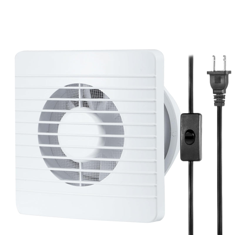 4inch Exhaust Fan, Window Wall Mount Vent Extractor Fan | Button Switch, Cord Included, For Kitchen Bathroom Workshop Garage, Grilles Panel with Mesh 4inch Grilles Panel with Mesh
