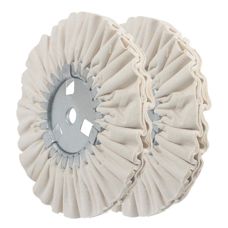 [Australia - AusPower] - 2 Pcs 8" Cotton Airway Buffing Wheel, 5/8'' Arbor Hole / 16 Ply Cloth Fine Polishing Wheels for Bench Grinder/Die Grinder 8'' Cotton Airway Buffing Wheels 
