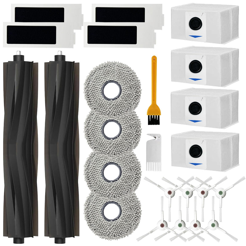 [Australia - AusPower] - 24 Pack Replacement Parts for ECOVACS Deebot T20 Omni / T20 Max / T20 Pro Robot Vacuum，Includes Main brushes, HEPA filter, Mop pad, Dust bag and Side brushes 