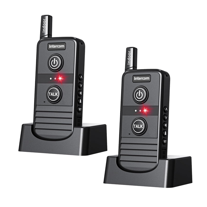 [Australia - AusPower] - Wireless Intercoms System for Home, 4900ft Communication Intercom Range IP44 Waterproof 1-16 Channel for House Business Office Hospital Hotel Factory (2 Packs, Black) Black/2 Indoor unit 