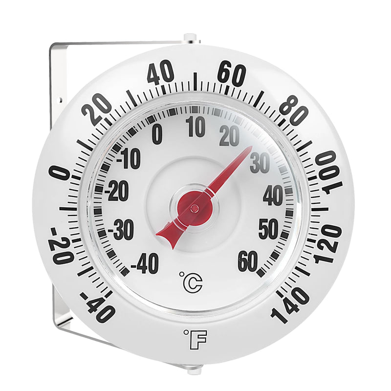[Australia - AusPower] - CloudHand 5 Inch Indoor Outdoor Thermometer with Mounting Bracket, Big and Bold Dial Thermometer, Easy to Read Numbers for Patio, Pool, and Indoor Areas, White 