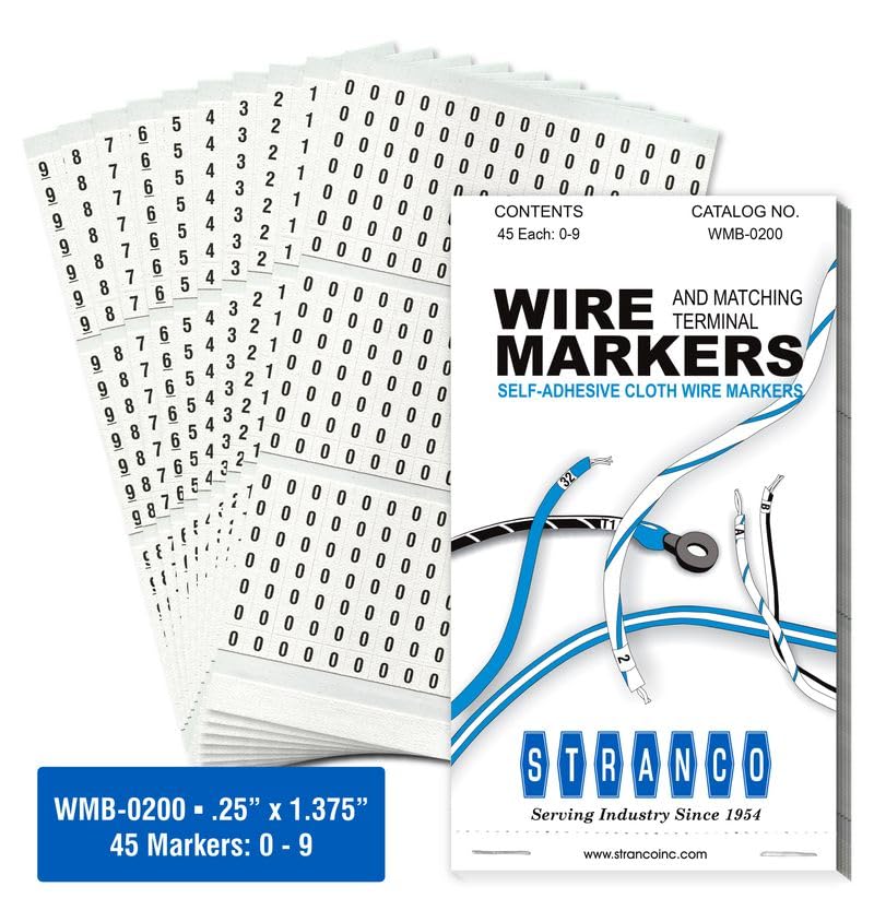 Premium Wire Marker Book Numbered 0-9 for Cable Management, Vinyl-Coated, High-Tack Adhesive, Electric Panel Wire Labels 10 Pages/Book Pack of 1