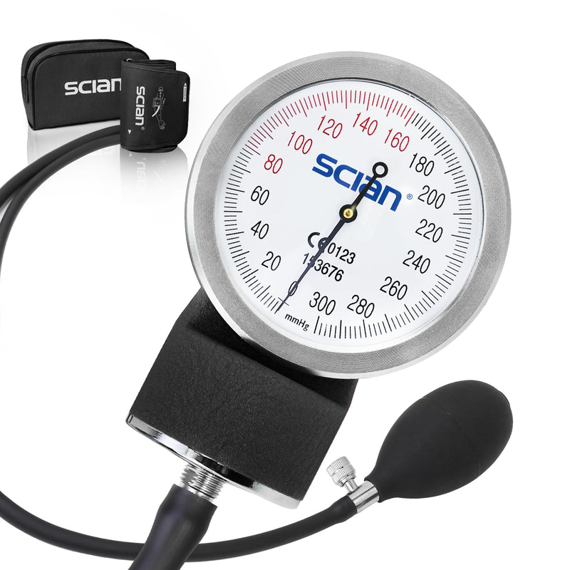[Australia - AusPower] - SCIAN Manual Blood Pressure Cuff - Aneroid Sphygmomanometer with European Cuff 8.7-16.5" and D-Ring, Come with Carrying Bag for Nurse Doctor Senior Adult, Black 
