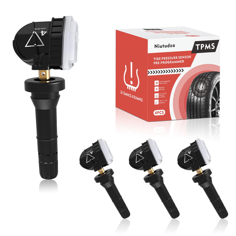 TPMS Sensor Compatible with Chevy/Buick/Cadillac/GMC Acadia Sierra 2016-2019, 433MHz Pre-Programmed Tire Pressure Sensors, Replace 13598773 3516165 13506028 13594222 4 Pack