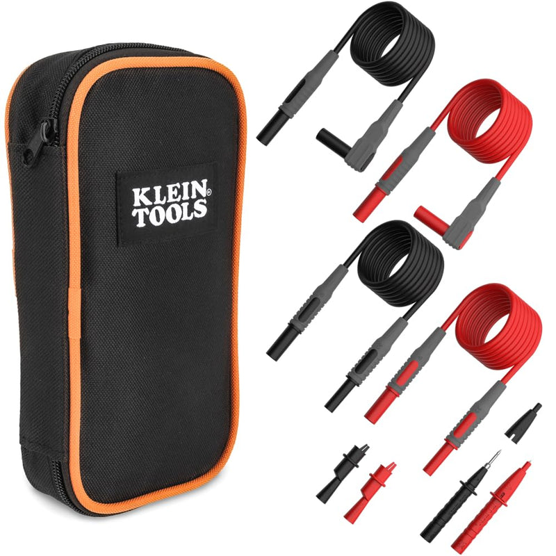 [Australia - AusPower] - Klein Tools 69483 Meter Test Leads Accessory Kit with (2) Right-Angle Leads, (2) Lead Extenders, (2) Lead Heads, (2) Alligator Clips, and Case 
