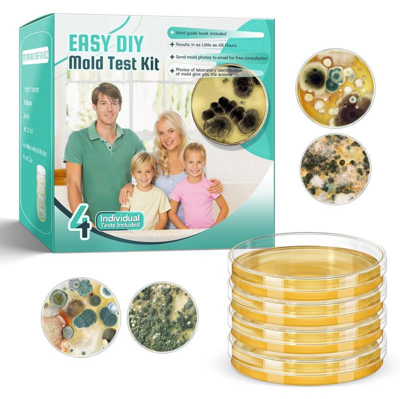 [Australia - AusPower] - Mold Test Kit for Home Detection: 4 Simple DIY Science Kits for Fastly Testing Home Surfaces & Air Quality Detector & HVAC Monitor Includes Detailed Identification Guide 4 Test Plates 