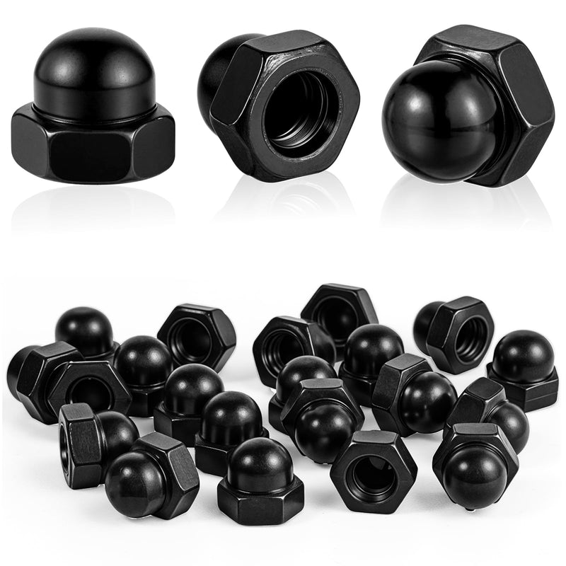 [Australia - AusPower] - M6 Black Acorn Cap Nuts M6-1.0 Dome Head Hex Nuts for Indoor Outdoor 20 Pcs Black Finish Crown Cap Nut for Bolt 