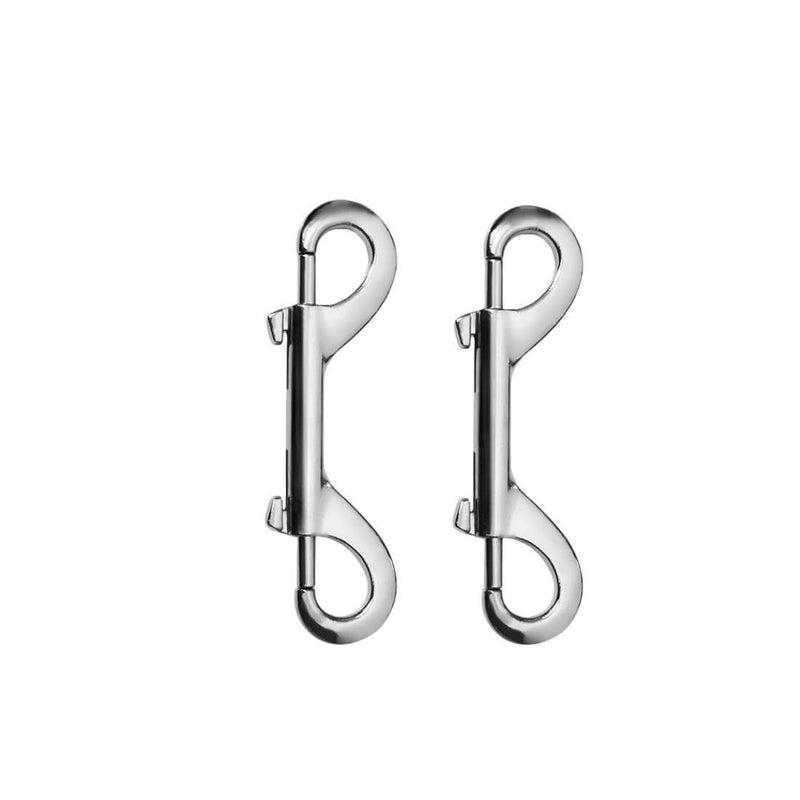 [Australia - AusPower] - 2 PCS Double Ended Snaps, 4 Inch Zinc Alloy Trigger Metal Clip, Silver Double Ended Snap Hooks for Pet Dog Leash, Key Holder, Carabiner, Home, Farm. 