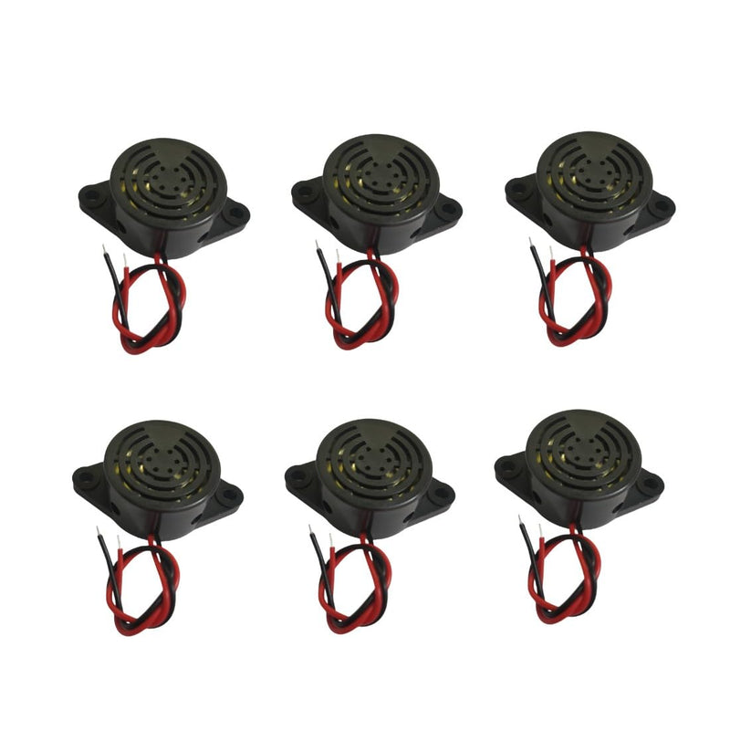 [Australia - AusPower] - DC 3-24V 100dB Active Piezo Electronic Buzzer Beep Tone Alarm Ringer Continous Sound SFM-27-W ,Black 6Pcs 
