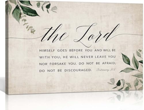 Zhefoart Deuteronomy 31 8 Bible Verse Wall Art The Lord Himself Goes Before You scripture Poster for Bedroom Decorations Framed Canvas for Home Office 08x12 inches 12"L x 8"W