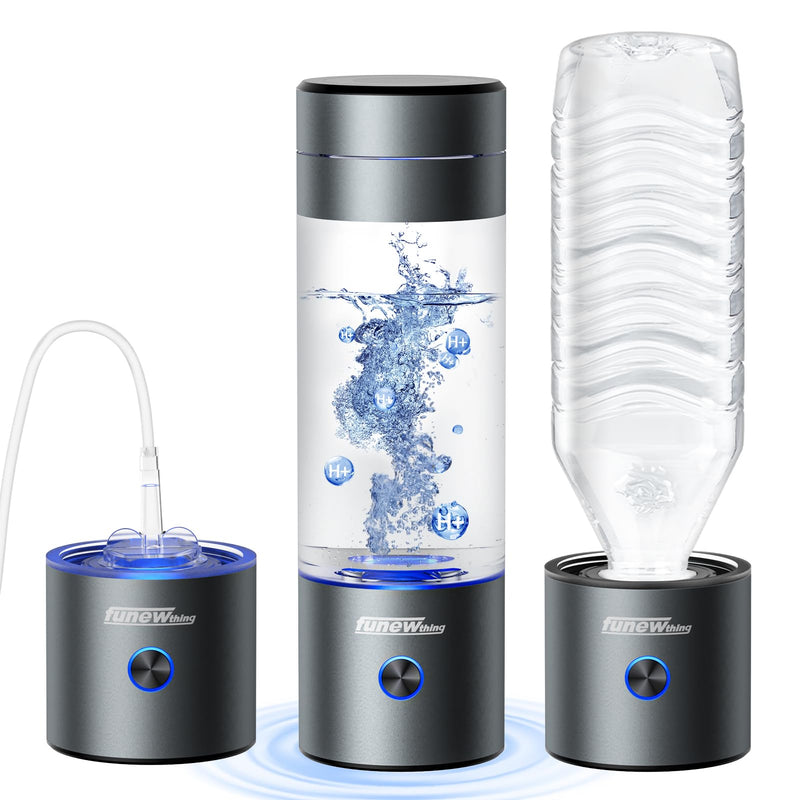 [Australia - AusPower] - Hydrogen Water Bottle Generator,5500ppb Portable Water Ionizer Machine with SPE/PEM Technology in 5-Minute Electrolysis, Rechargeable Hydrogen Rich Cu 5500ppb-Silver 