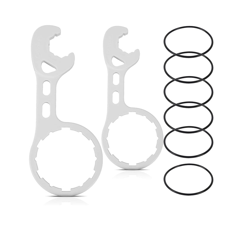 [Australia - AusPower] - 2 Water Filter Wrenches with 6 Durable Rubber O-Rings, Compatible with GE Water Systems GXWH20F, GXWH04F, GXRM10RBL, GX1S01R, Quick Installation & Removal Tool, White GE Water Filter Wrench 