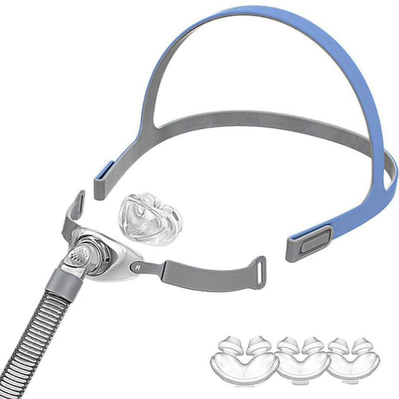 [Australia - AusPower] - CPAP Nasal Mask with Heargear and Nasal Pillow, Model P2 Full CPAP Accessories Set Design for 22mm Machine, Not Adpt P10 Transparent 