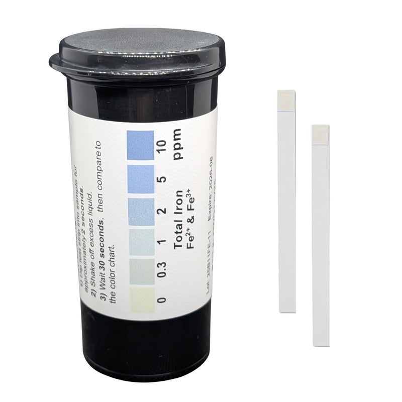 [Australia - AusPower] - Total Iron Test Strips for Measuring Water, 0-10 ppm [Vial of 25 Strips] 