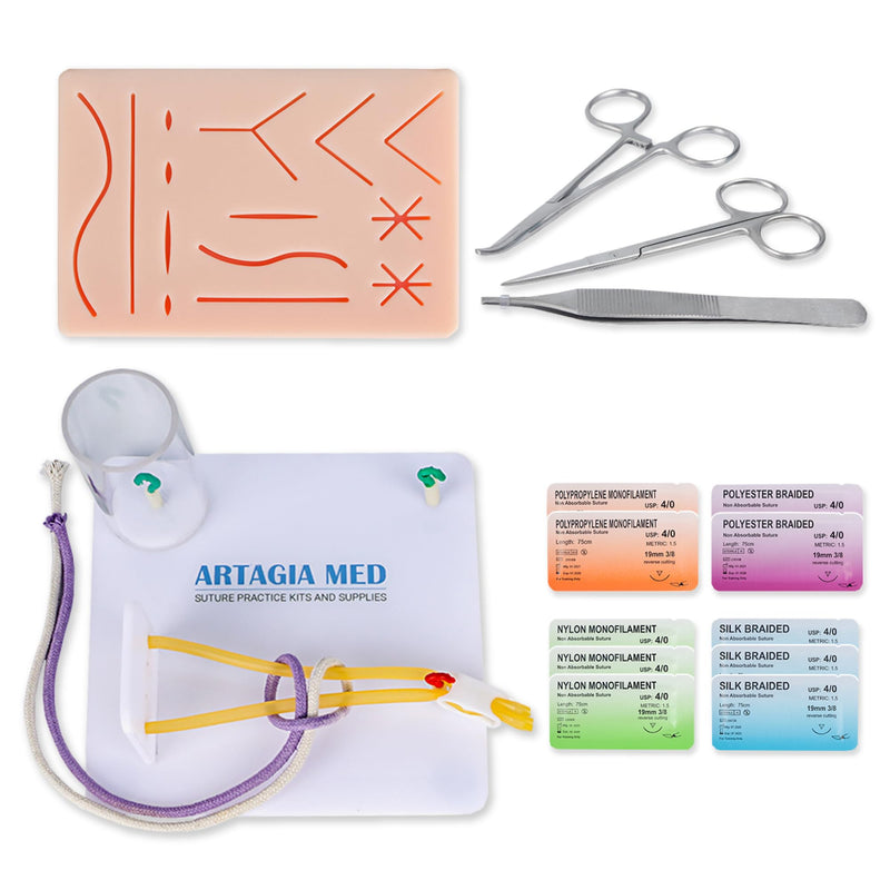 [Australia - AusPower] - Suture Practice Kit and Surgical Knot Tying Board, Complete Medical Training Set with Silicone Pad, Suturing Tools, Knot Board with Durable Rope, and Quick Tie Tool, Ideal for Medical Students Board & Suture Kit 