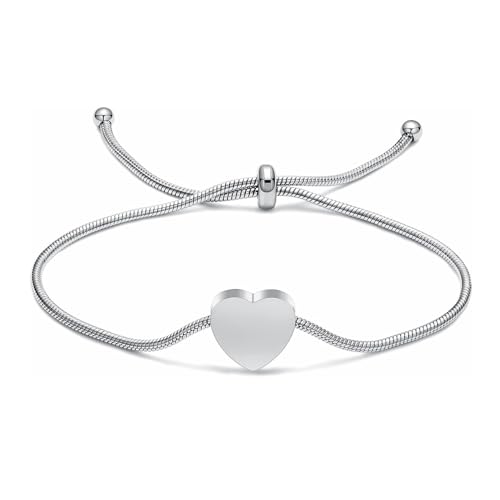 zeqingjw Heart Cremation Bracelet for Ashes Urn Jewelry for Women Stainless Steel Adjustable Memorial Bangle Loved Ones Funeral Keepsake Gift Silver