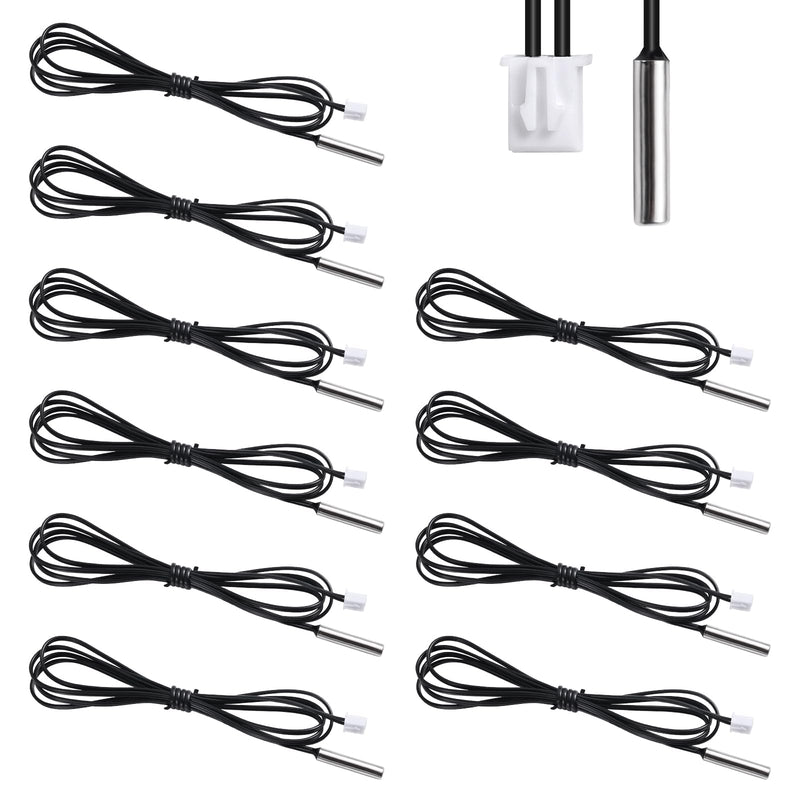 [Australia - AusPower] - 10pcs 10k Temperature Sensor Probe, Black Thermistor Sensor Probe Waterproof 1 Meter Digital Temp Transmitter Extension Cable Compatible with NTC 10K B3950 1% 