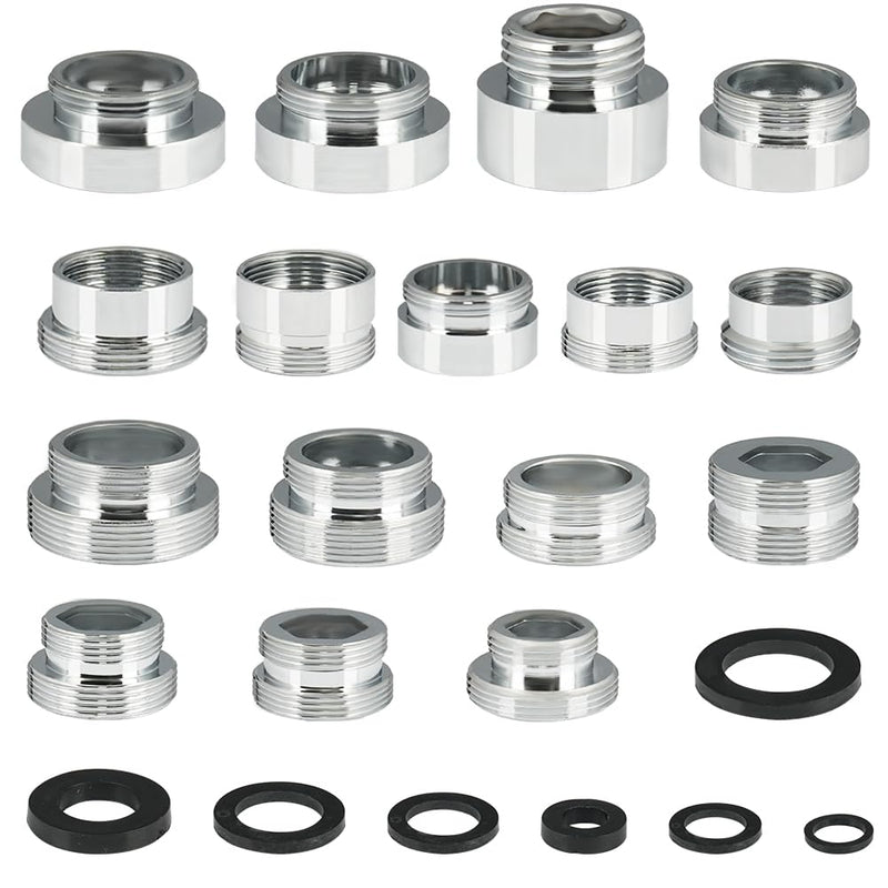 16 Pieces 16-28 mm Tap Adapter with 32 Seals | Universal Tap Adapter with Thread, Male Thread Adapter Tap for Kitchen, Garden Hose, Sink