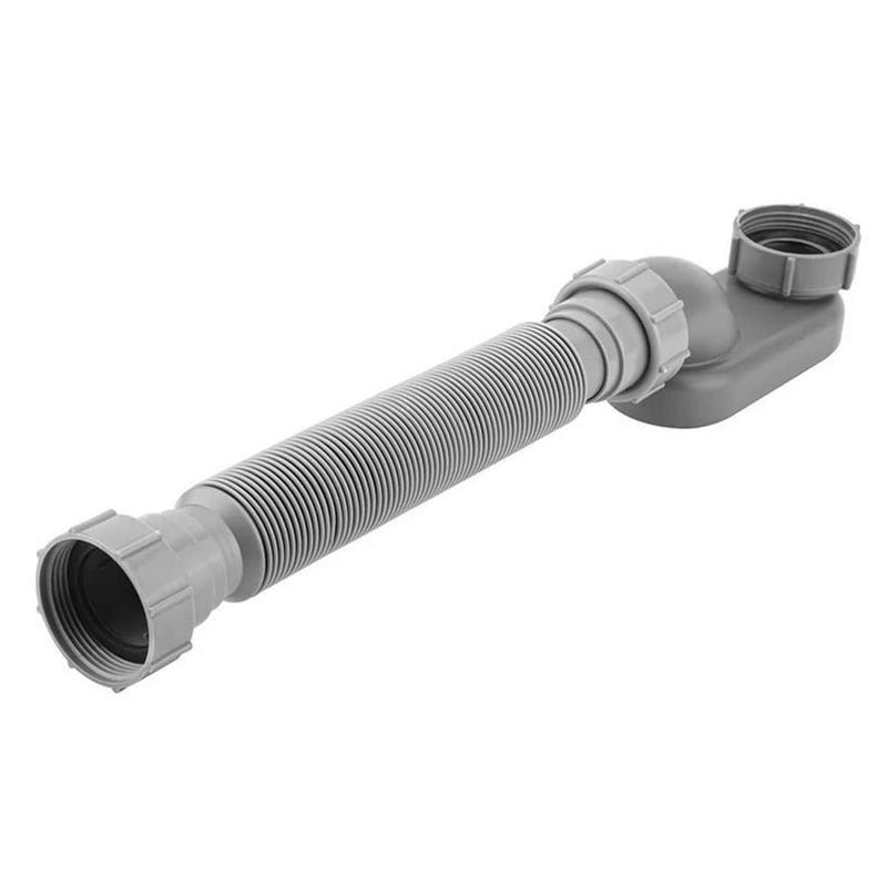 Flat 1.5 Inch P-Angle, Flexible Tub Shower Drain Grey Stand Up Tub Drain Set Ultra Thin Drain System for Bathroom Shower Trays (41.9 x 8.1 x 7.3 cm)