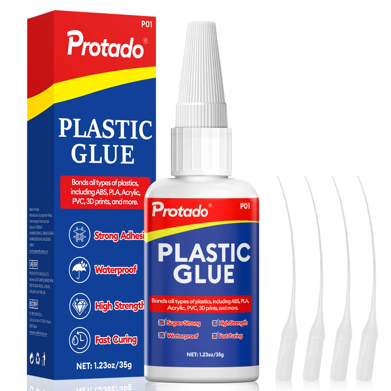 [Australia - AusPower] - Plastic Glue, 35g Heavy Duty Super Strong Clear Glue, Waterproof Heat Resistant Adhesive for Plastic Bonding, Repair, ABS, PVC, PLA, 3D Printing, Acrylic, Nylon, Vinyl, Toys, Models, DIY Kits 