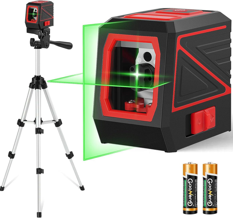 [Australia - AusPower] - Laser Level, 100 feet 360 Self Leveling Green Cross Line lazer leveler tool with Tripod & Battery - for Picture Hanging, Construction, and DIY Home Improvement - IP54 Waterproof for Laser Measuring Red 