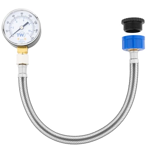 Mains Water Pressure Gauge - 0-11 Bar / 0-160 PSI | Mains water supply pressure gauge with hose tap connection - plumbing tool for home, garden and irrigation system